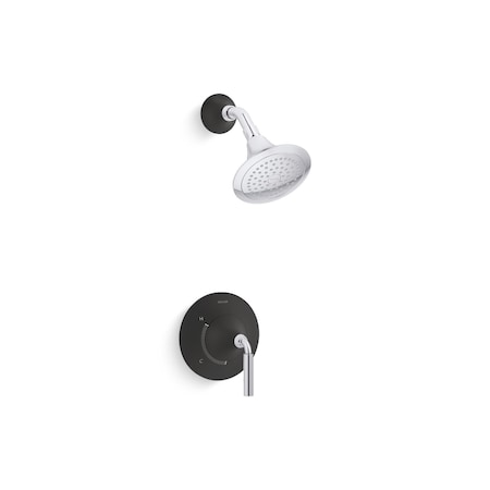 Kohler Tone Rite-Temp Shower Trim 1.75 GPM Polished Chrome with Matte Black K-TS27420-4G-CBL